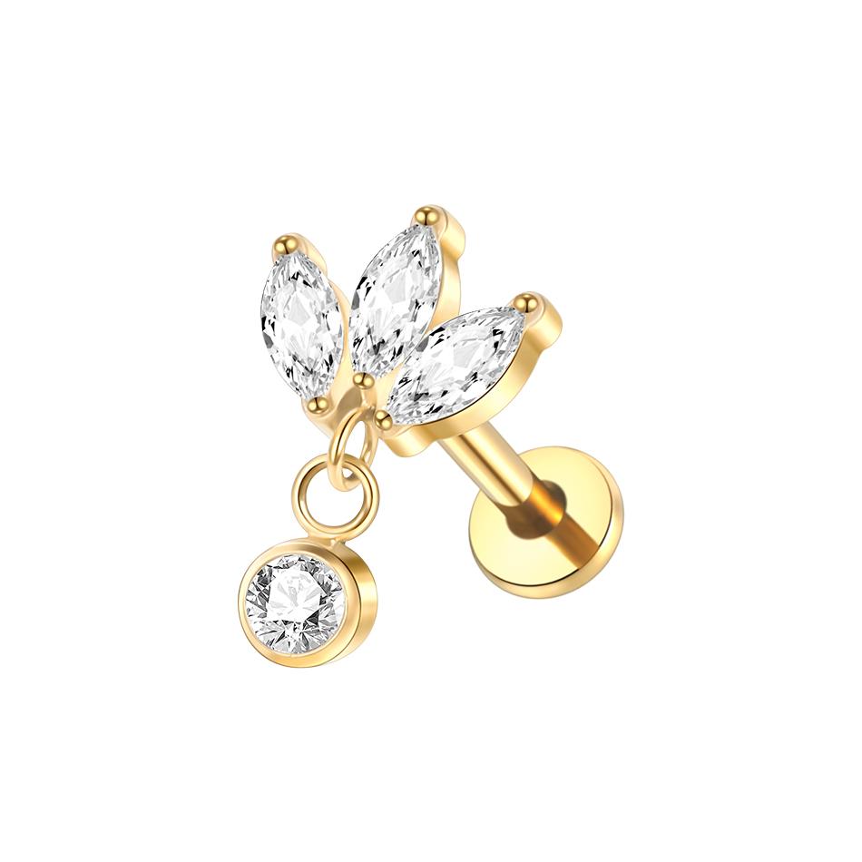 1Pc Titanium Ear Cartilage Stud Earrings for Women Internal Thread Zircon Flower Ear Lobe Tragus Helix Lip Rings Jewelry 16G