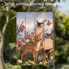 2D Flat, 1pc, 2D Flat Printing, Cute Little Deer Garden Flag, Sharing the Beauty of the Garden, Polyester Material, Multiple Sizes, Machine Washable a