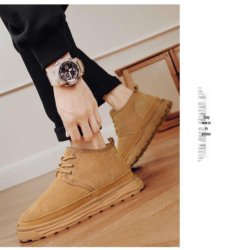 Northeast Herren 2025 Fleecegefütterte Pelz Schneestiefel - Warm, Dick zum Schnüren, Rutschfeste Winter Stiefeletten