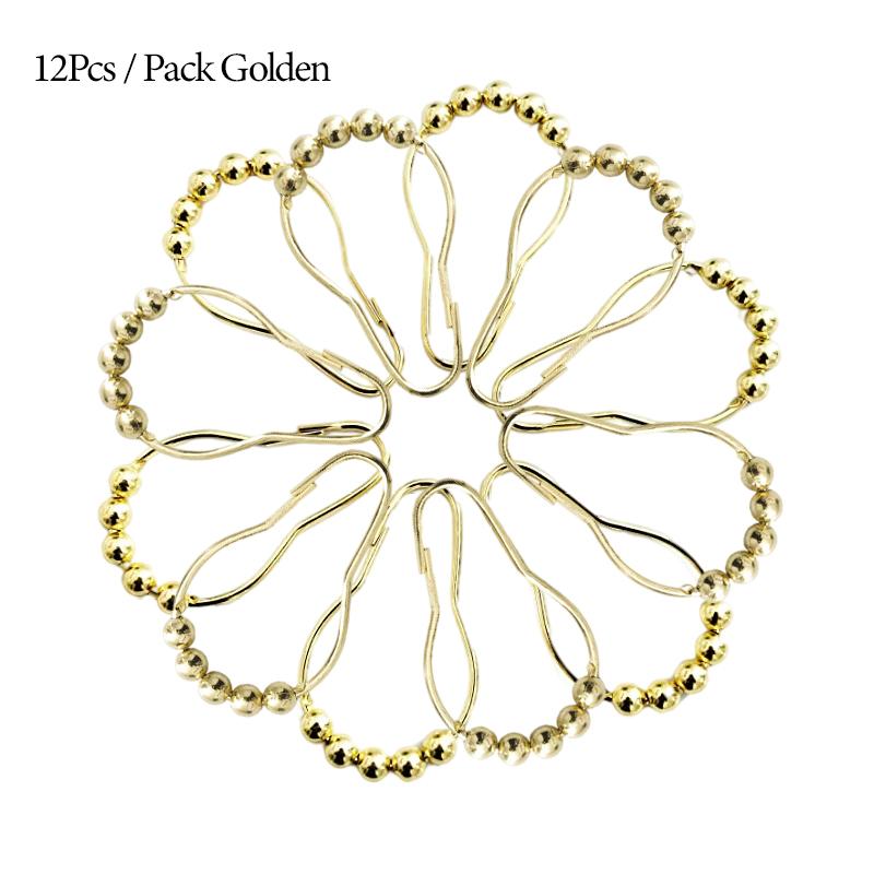 12 ks/sada Nerezové háčky na závěsy Koupelnové závěsy Válečkové kroužky na sprchový závěs Háčky 5 válečků Leštěný saténový nikl