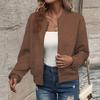 Women's Autumn and Winter New Solid Color Simple and Exquisite Zipper Jacket Baseball Collar Casual Jacket 5XL