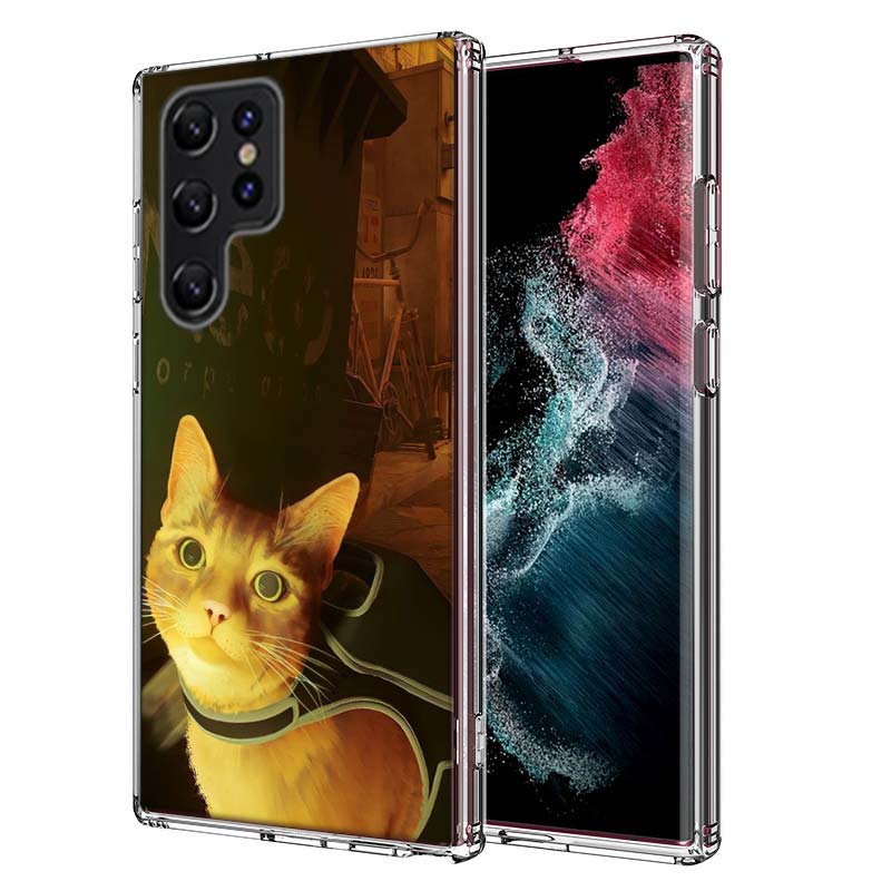 Game S-Stray Cat Capa Phone Case For Samsung S26 Ultra S25 Edge Galaxy S23 S21 S20 S24 FE S22 S10 Plus Cover Clear TPU Shell Coq
