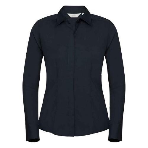 Russell Collection Womens/Ladies Polycotton Fitted Long-Sleeved Shirt