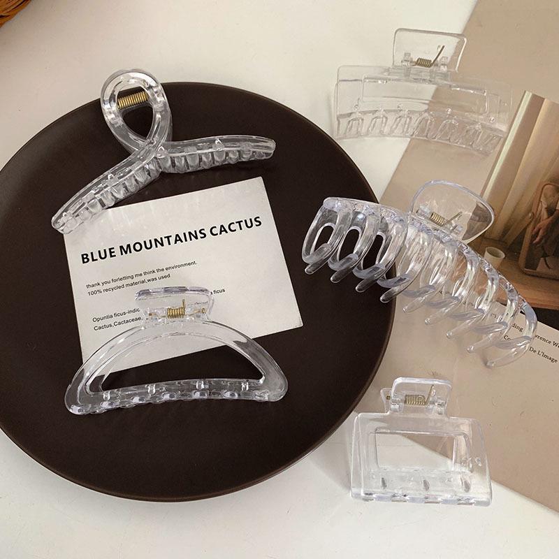 Transparent Handmade Shark Claw Hair Clip for DIY, Back of Head Use, Blank Base Clip