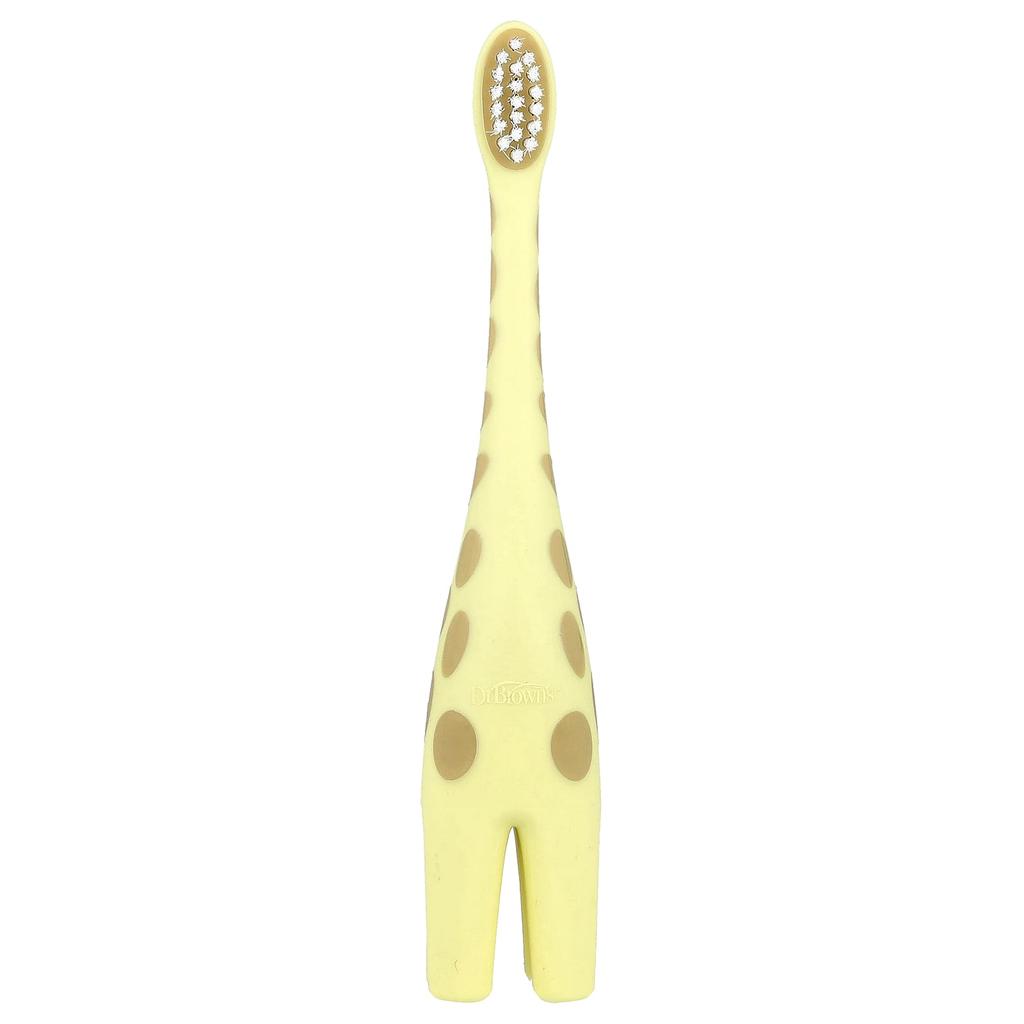 Dr. Brown'S, Toothbrush for Toddlers, Ages 0-3, Yellow, Giraffe, 1 Toothbrush