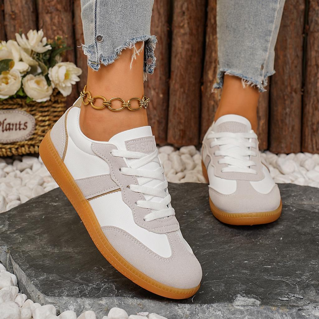 Fashion Women's Sneakers 2025 New Genuine Leather Ladies Moral Training Shoes Casual Spring Flat Shoes Women