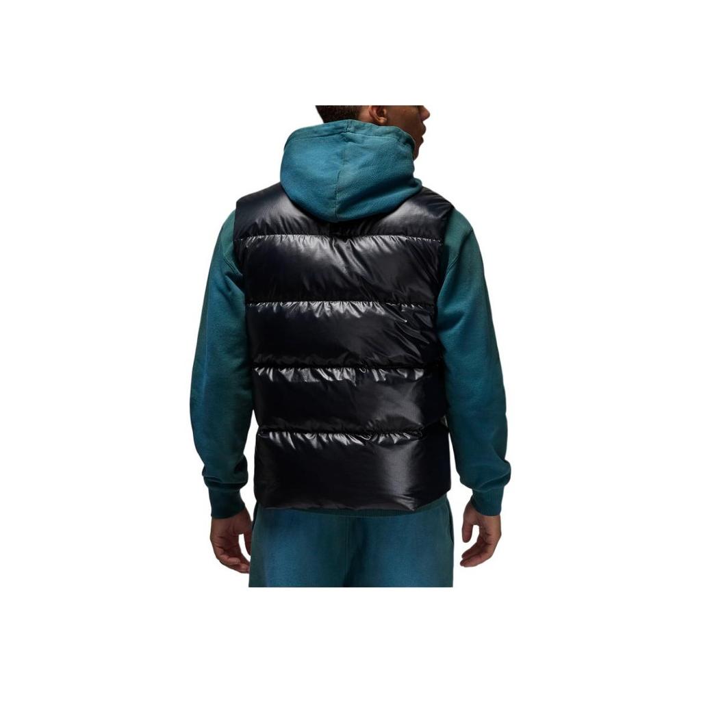 Jordan Solid Color Glossy Stand Collar Zipper Sleeveless Vest Men Vests Black FV7273-010