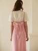 BEMUSE MANSION Ribbon Point Linen Dress - Pink
