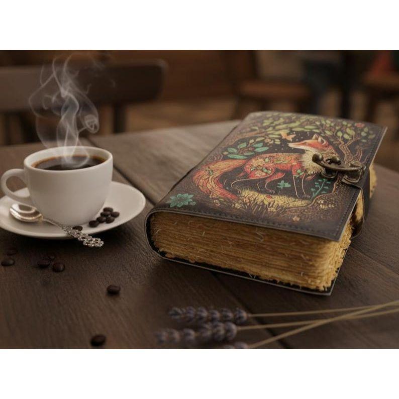 Journal Fox Leather Journal: Vintage Grimoire Blank Spell Book of Shadows
