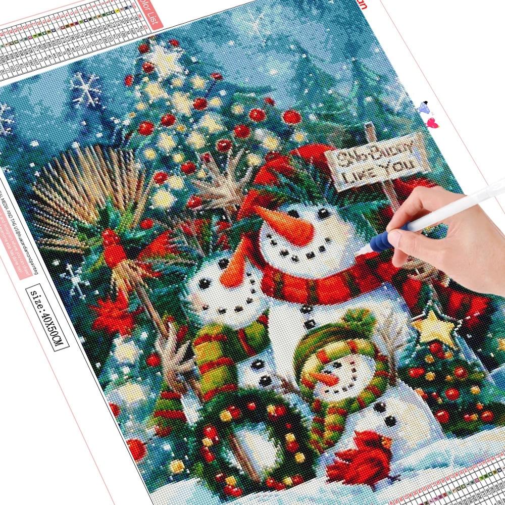 Diamant-Stickerei, Weihnachtsbaum, Schneemann, voller Bohrer, Bastelset, Diamantmalerei, Landschaft, Kunst, Strass, handgefertigtes Geschenk