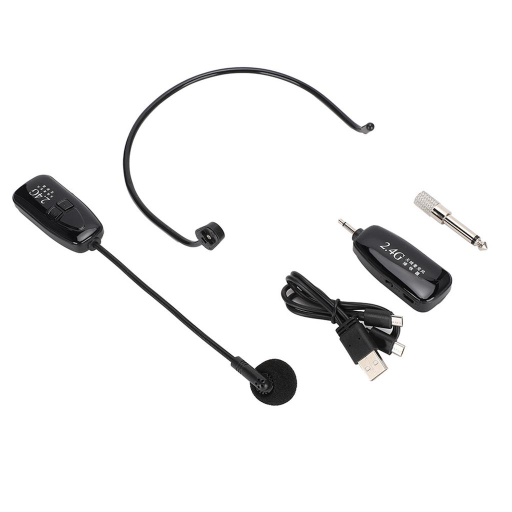 2.4G Wireless Headset Microphone Transmitter Receiver Portable Auto Pairing for Teaching Guide