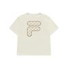 Fila Fusion QR Print Letter Round Neck Pullover Short Sleeve T-Shirt Unisex T-Shirt Antique-White T11U326102FIV