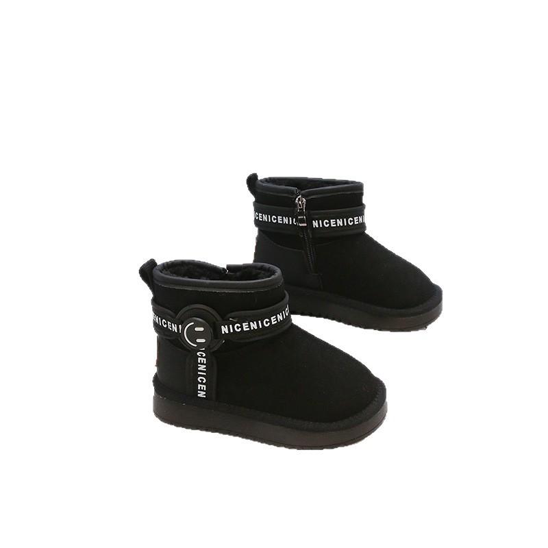 Boys snow boots winter new children's fur integrated northeast cotton shoes older children's fleece non-slip bread boots