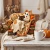 Halloween Ghost Figurine Reading Book, Wooden Decorative Piece, Pleasant Afternoon Tea Scene Atmosphere, Home Decoration Item