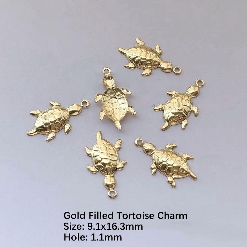 Tiny Gold Filled Turtle Necklace Charms for Jewelry Women DIY Party Wedding Use