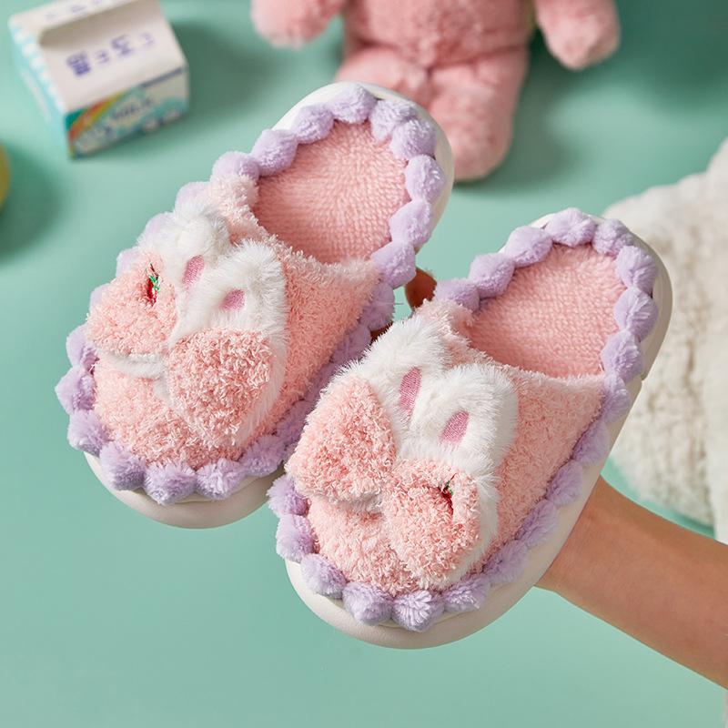 

Fleece children s cotton slippers Girls cotton mop Thickened warm and non-slip children s slippers Indoor autumn and winter 28-29（200MM）