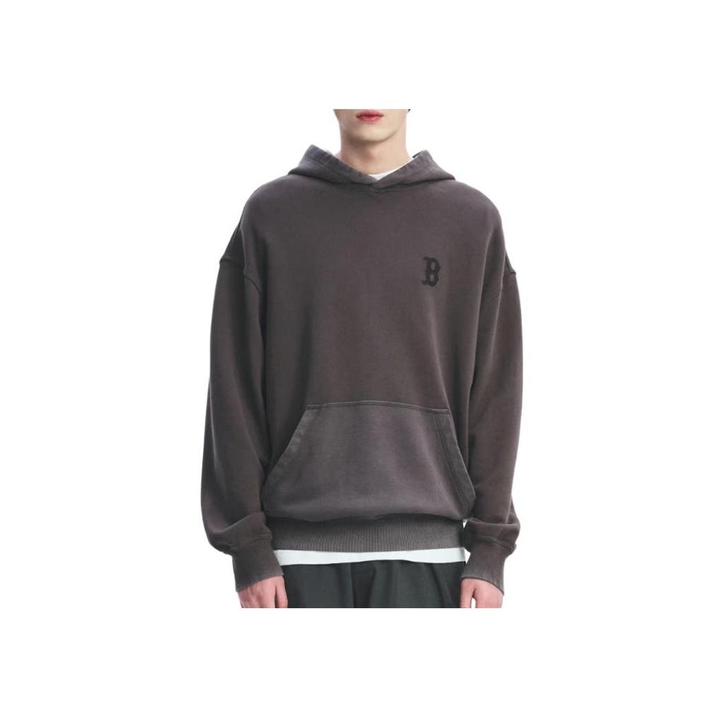 MLB Solid Color Hooded Pocket Long Sleeve Sweatshirt Unisex sweatshirt Charcoal-Gray 3AHDB0751-43CGD