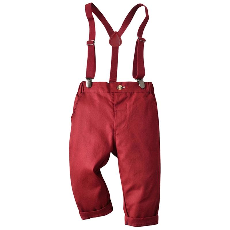 Kinder Karohemd und Hose Zweiteiler Jungen Fliege Revers Langarm Karohemd