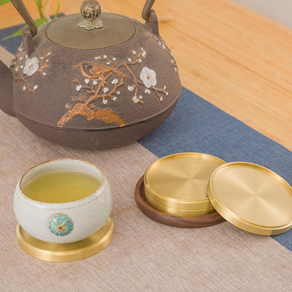 5 Stück Messing Untersetzer Metall Essscheibe Hitzedämmmatte Runde Präsentationsplatte Tee Kaffee Tasse Tablett Zuhause Schlüssel Aufbewahrungstablett