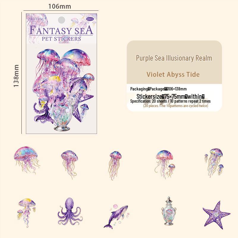 Fantastic Ocean Series: Jellyfish Collage Design PET Sticker Pack