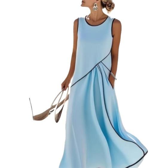 Women'S Summer Dress, Round Neckline, Sleeveless Suitable for Women