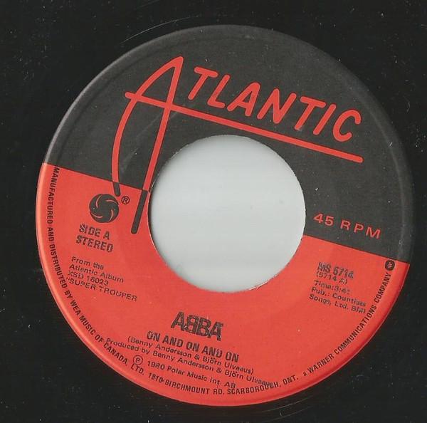 

7inch Record ABBA On And On And On Our Last Summer MS5714 Atlantic 1980 Canada Dance Electronica Used