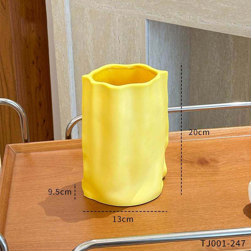 Simple Ins Pleated Flower Vase Living Room Dining Table Decoration Flower Bouquet Vase Home Decoration
