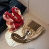 Plaid Printed Women's Shopping Bag Creative Plush Patchwork Bag Gift Striped Tote Bag  Girls