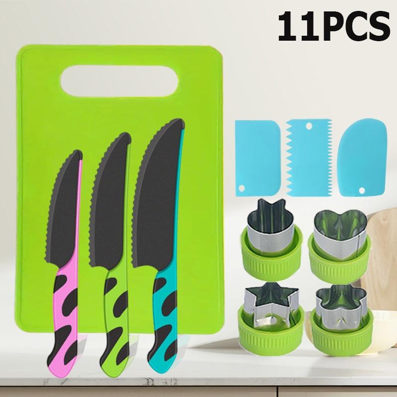 WXCOO Toddlers Plastic Knife for Kids Safe Cutting Board Cartoon DIY Kitchen Tool Cooking Cutter Toys for Children