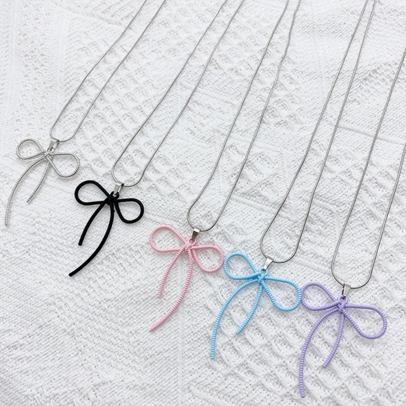 Bohomian Beaded Choker Necklace Bow Chain Necklaces Bowknot Neckwear Wedding Party Jewelry for Women and Girls