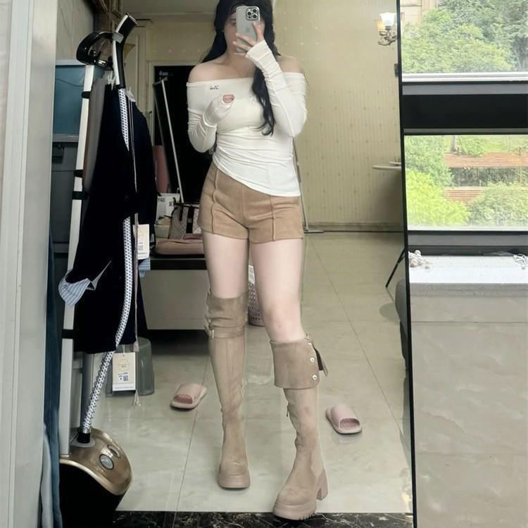 Petite Women’s Fold-Down Hidden Heel Over-the-Knee Boots – Myllard Autumn/Winter Thick-Soled Style