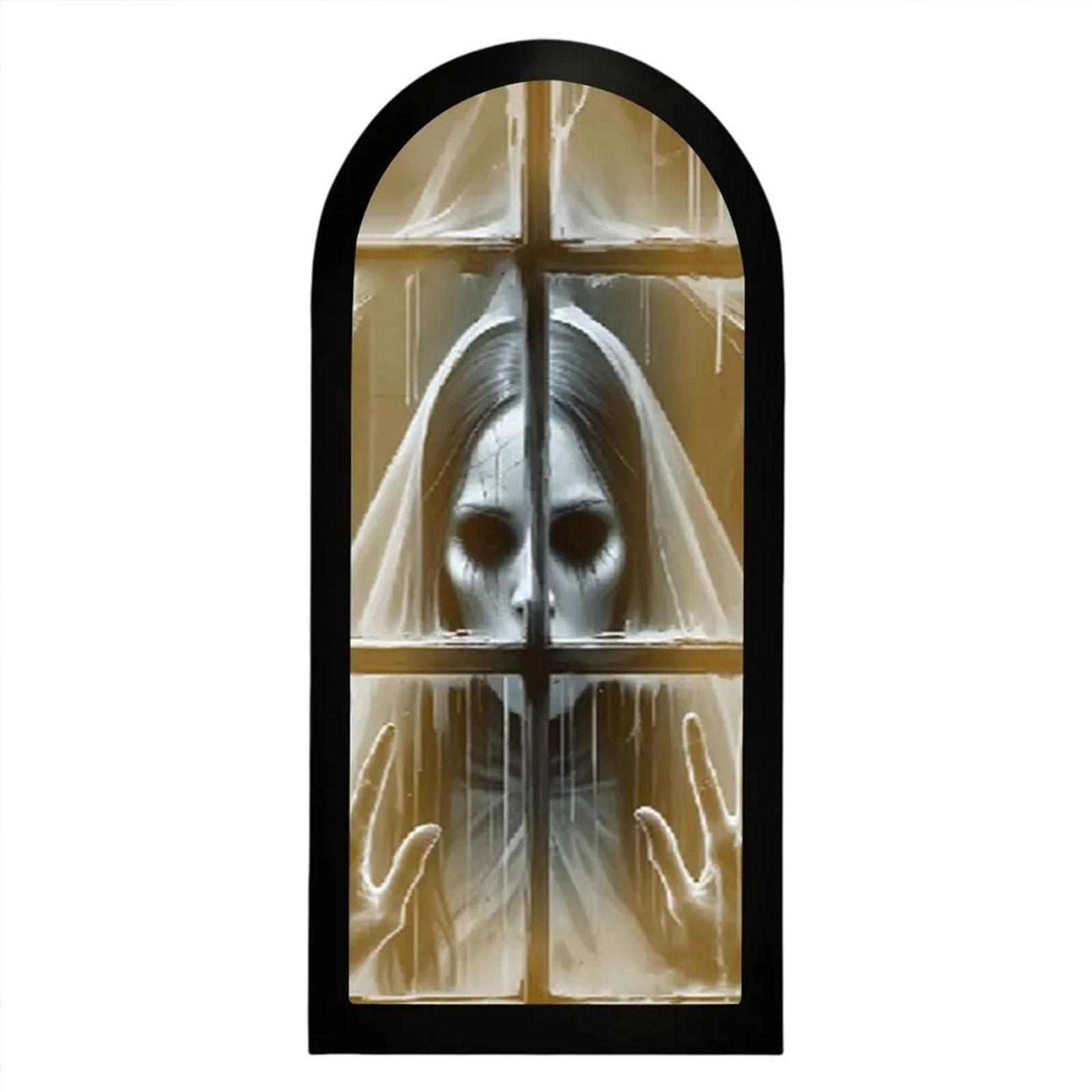 

Новинка на Хэллоуин Зеркало с жуткими глазами, Зеркало LED, Жуткое привидение для дома/улицы One Size