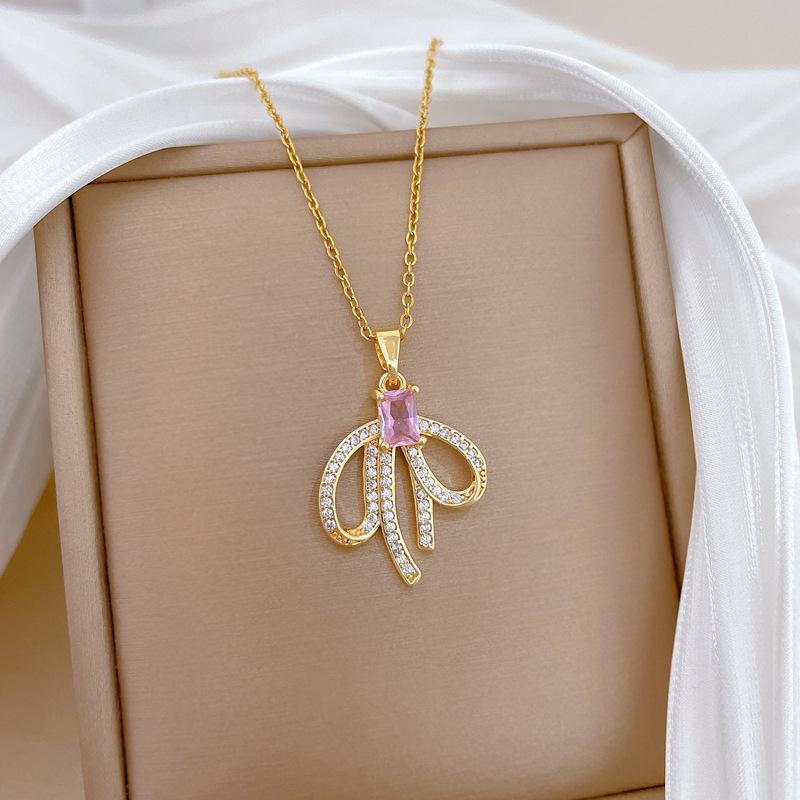 Female Versatile Hollow Bow Palace Style Necklace A127