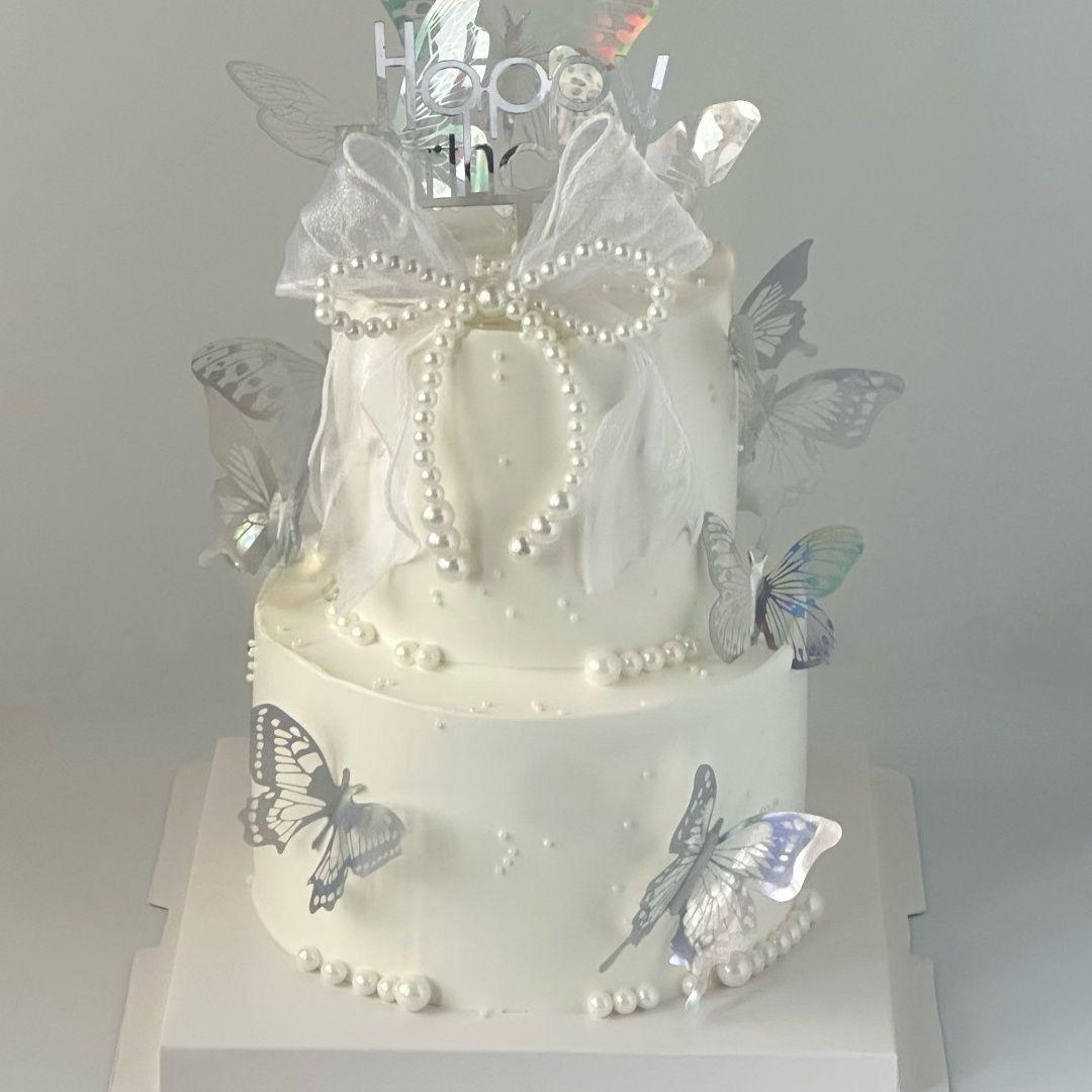 

Double Layered Wedding Party Simulated Cake Model Ornaments Girls Birthday Shop Window Fake Cake Mold Accessories Display Decor 6-8 inches