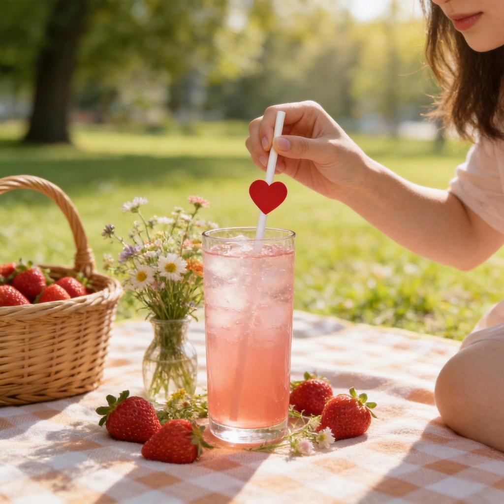 Ecofriendly Heart Card Disposable Paper Straws For Cake And Party Decor