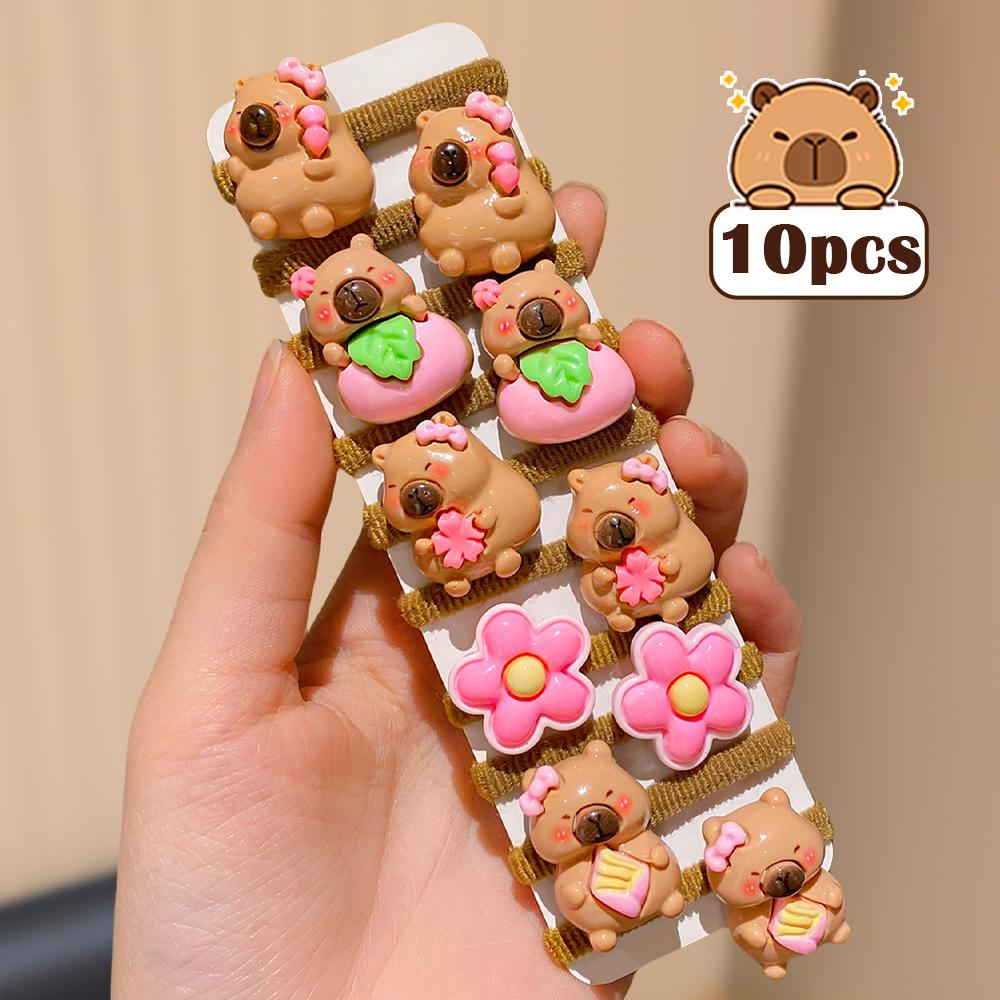 10 Multi-Colored Capybara Hair Ties, a Gift for Cute Girls, the Best Choice for Wearing When Going Out and at School
