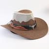 Western Cowboy Hat Men and Women Summer Breathable Sunscreen Visor Hat Big Brim Outdoor Travel Straw Top Hat