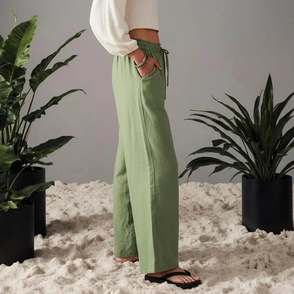 Damen Locker Bequeme Lässige Mode Einfarbig Mit Taschen Hose