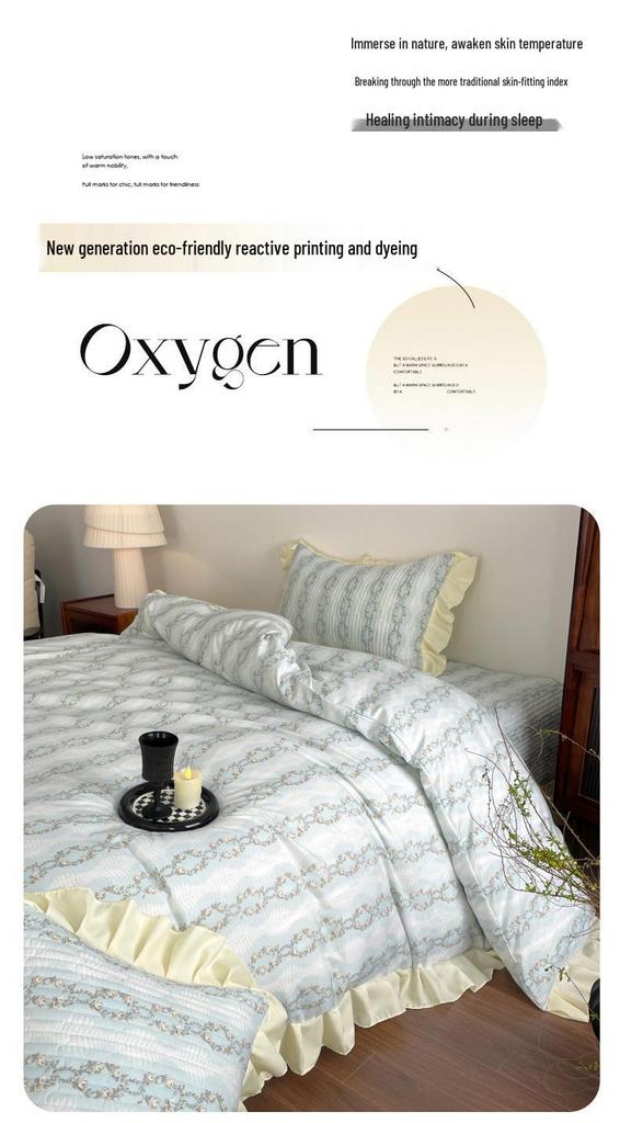 Spring/Summer Small Floral Lace Bedspread Set: 4-Piece, Skin-Friendly, Soft Imitation Cotton for Single Bed