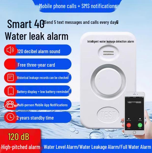 Water Immersion Alarm - Leak Detector for Kitchen, Balcony, Home, Fish Tank, Overflow Protector with Phone Alerts WD61 Standalone Water Leak Alarm (On-site Version)