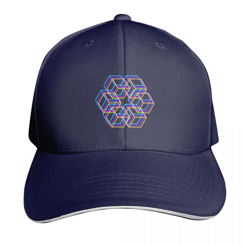 Geometrische mehrfarbige Würfel Baseballkappe Golfhut Baseballkappe Wilde Ballkappe Neu im Hut Junge Damen