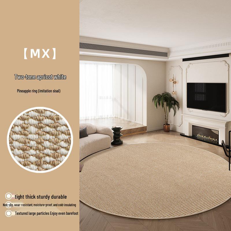 Thickened Pure Color Round Sisal Rug for Living Room, Bedroom, Sofa, Coffee Table, Study, Chair Mat