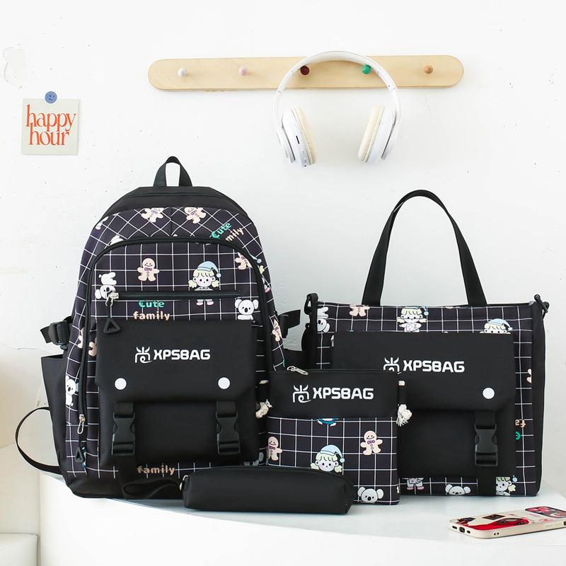 

TS JYL laptop bag,2024 New Student 4 Sets Leisure Fashion Large Junior Senior Backpack backpack чёрный