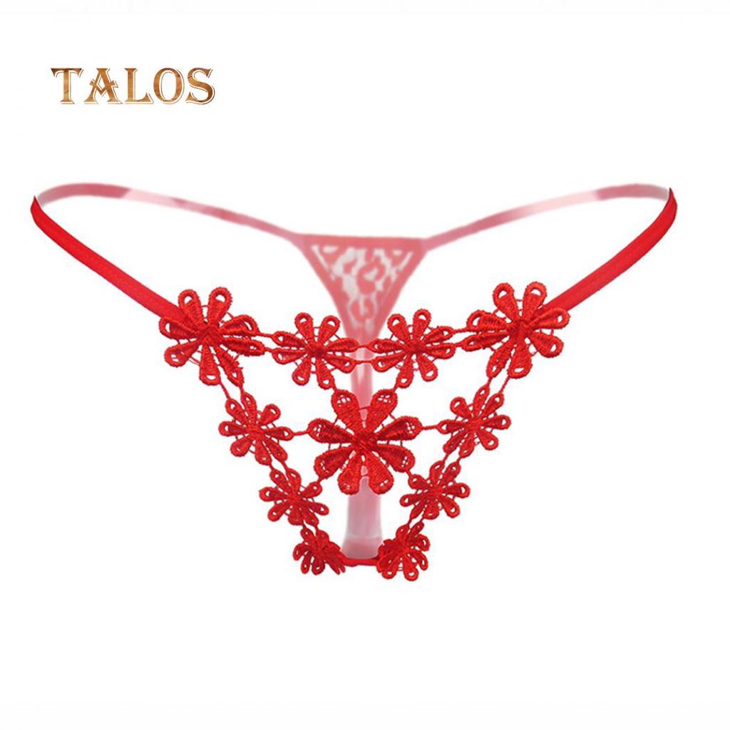 Sexy See Through Women Flower Pattern Hollow Design Low Rise Briefs Breathable Underwear T-back Gift