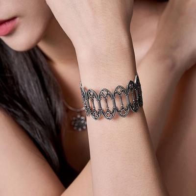 Vintage Gothic Key Shaped Open Bangle, European Creative Fashion Metal Bracelet Jewelry for Women