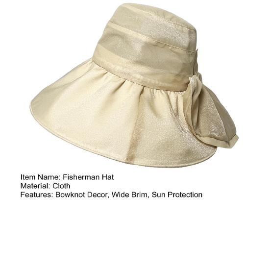 Fisherman Hat Three-Dimensional Large Bow Mesh Fabric Full Face Sun Protection Hat