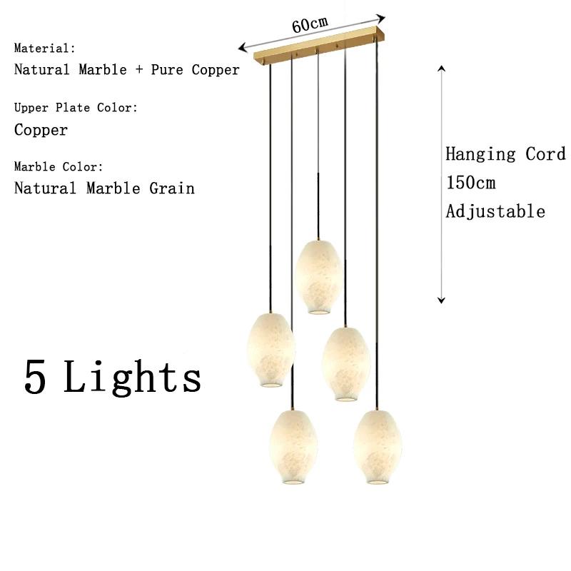 Natural marble restaurant pendant light ceiling light room decoration high-end snowflake stone all copper home hanging  fixtures
