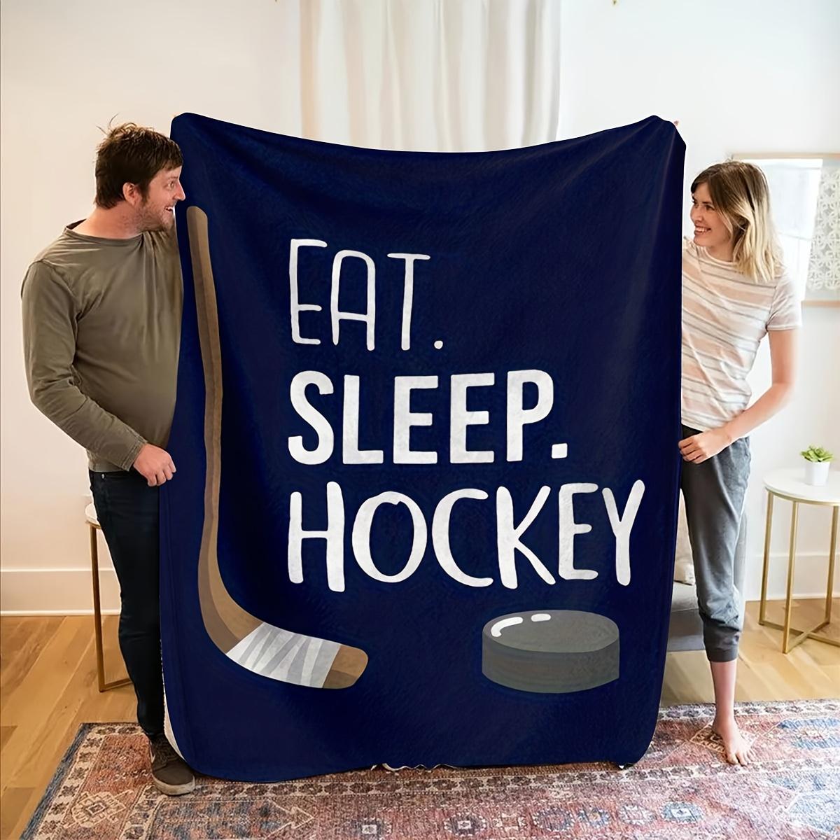 Hockey Blanket Eat Sleep Hockey Soft Fleece Throw Sports Fan Gift Home Decor Ice Hockey Lover Bed Cover 75x100cm