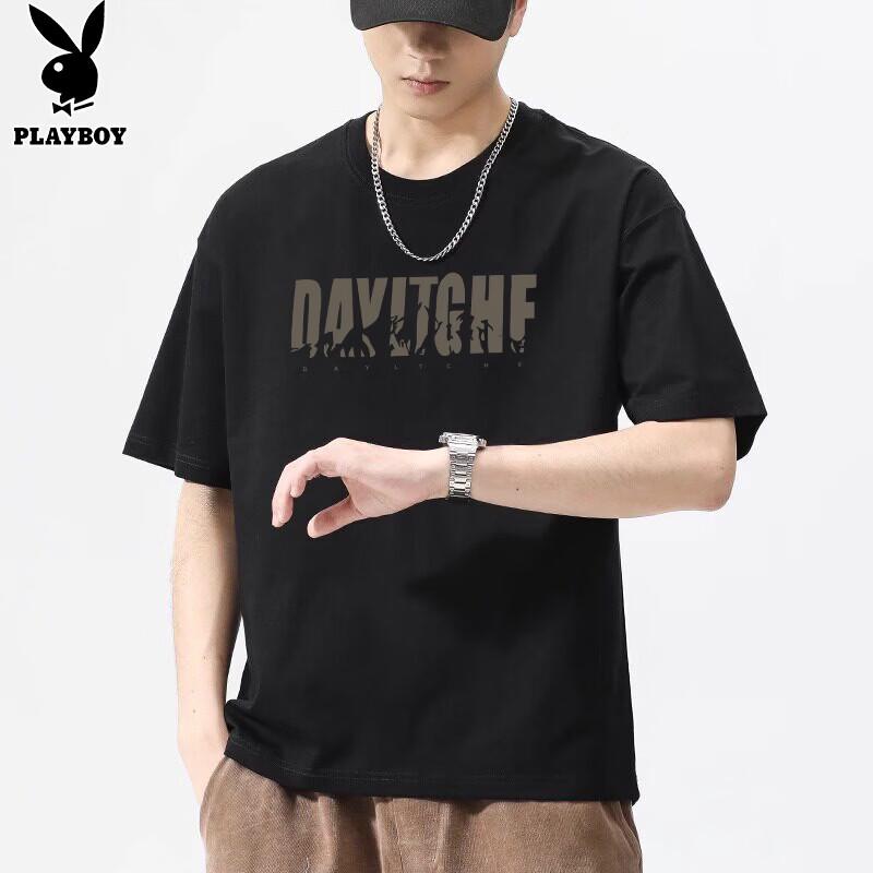 PLAYBOY Men s Pure Cotton Loose Fit Printed T-Shirt XL