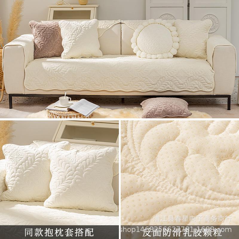 Winter Sofa Cushion Short Plush Simple Modern Nordic Fashion Seat Cushion High-Grade Non-Slip Solid Color Cover Backrest